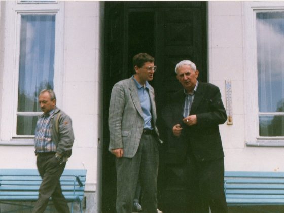 Gustaw Holoubek i Andrzej Sękowski na obozie w Jadwisinie, 1992